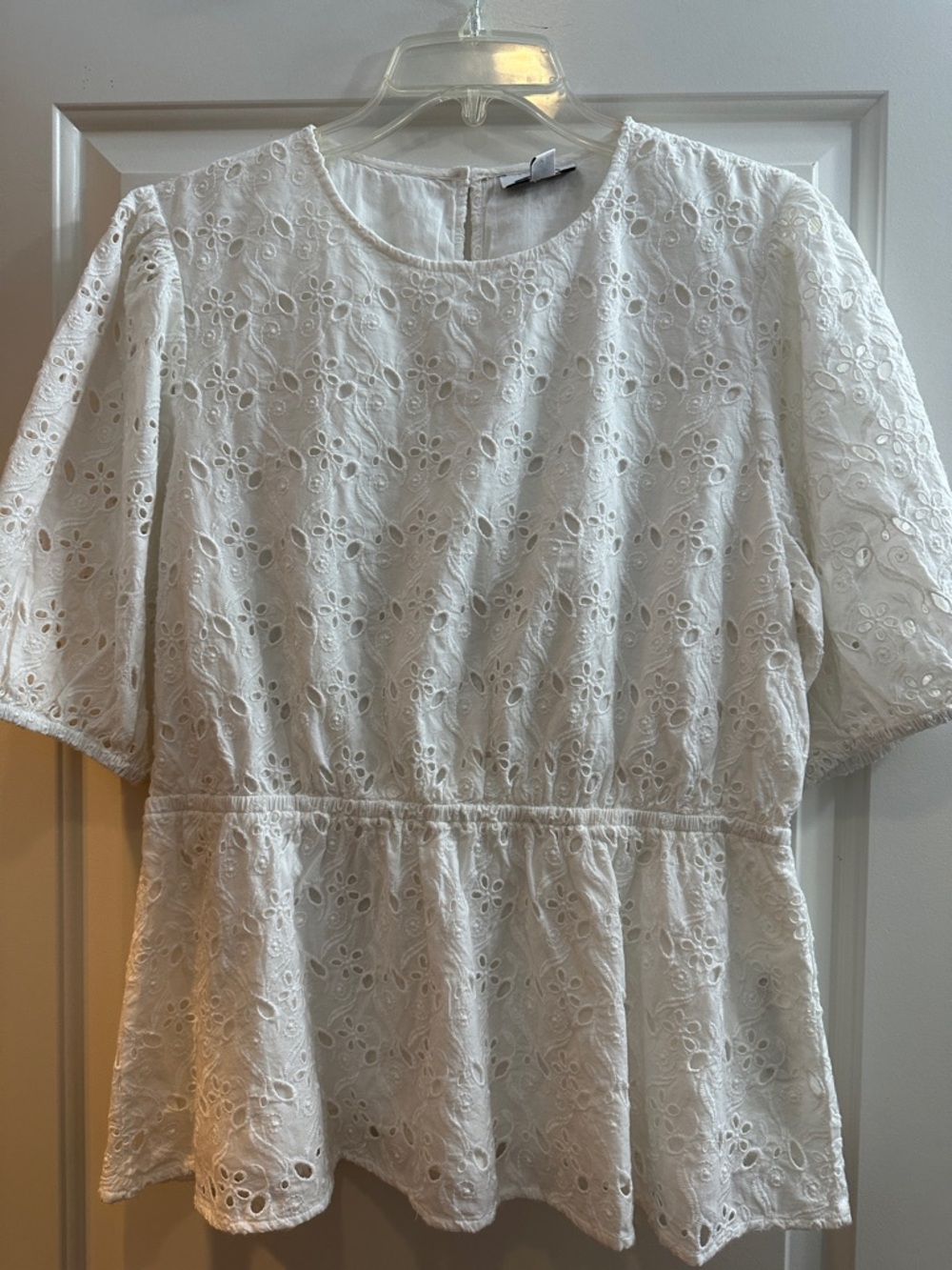 Topshop White Eyelet Peplum Blouse